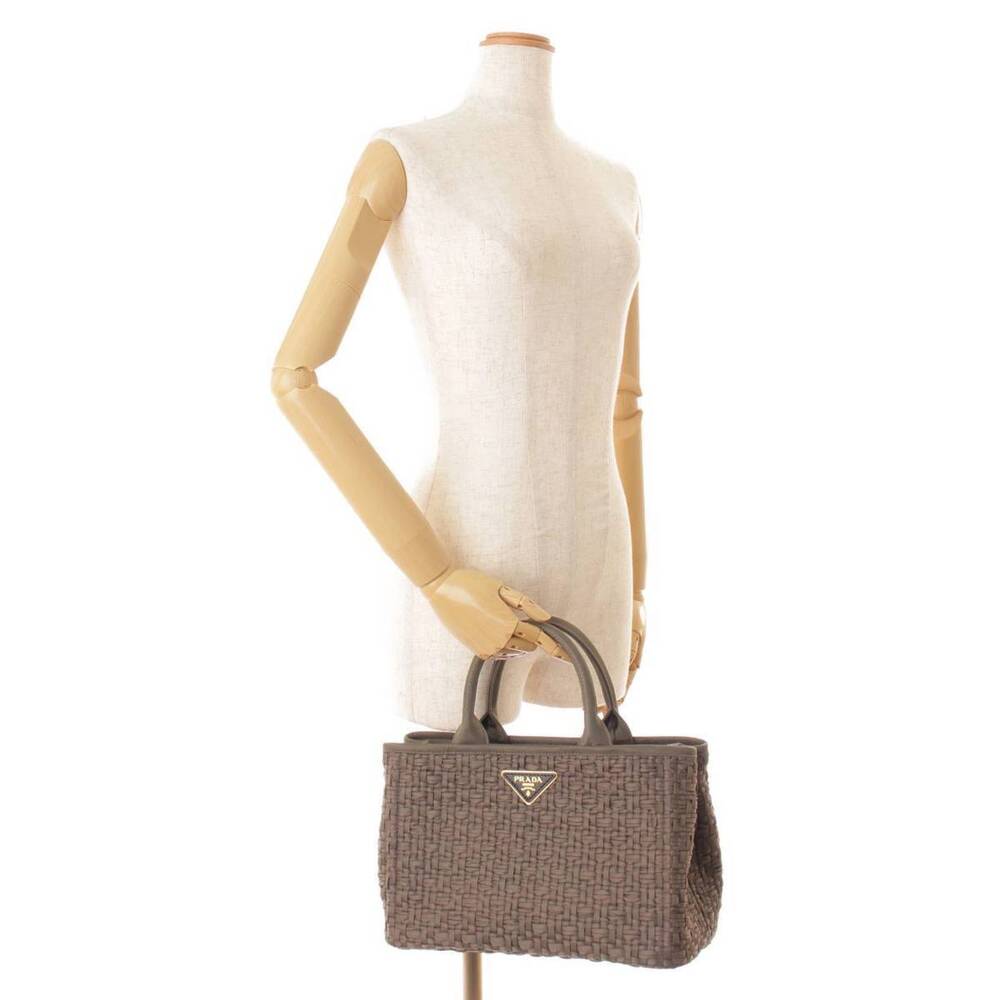Prada TESSUTO INTRECC CANAPA Woven Tote Bag Khaki Green - Picture 8 of 8